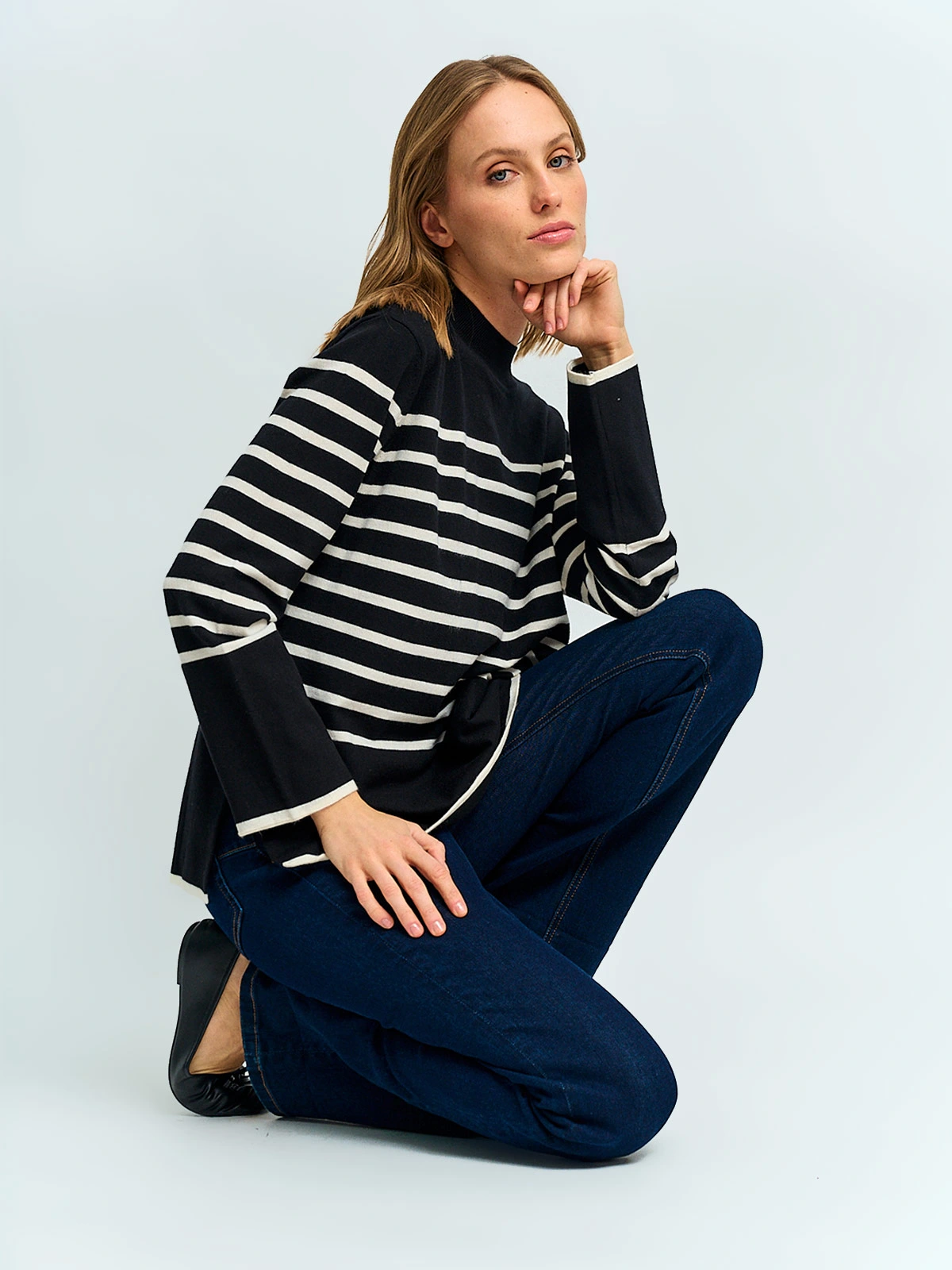 SWEATER MUJER AZIZ CUELLO MOCK RAYADO - 4