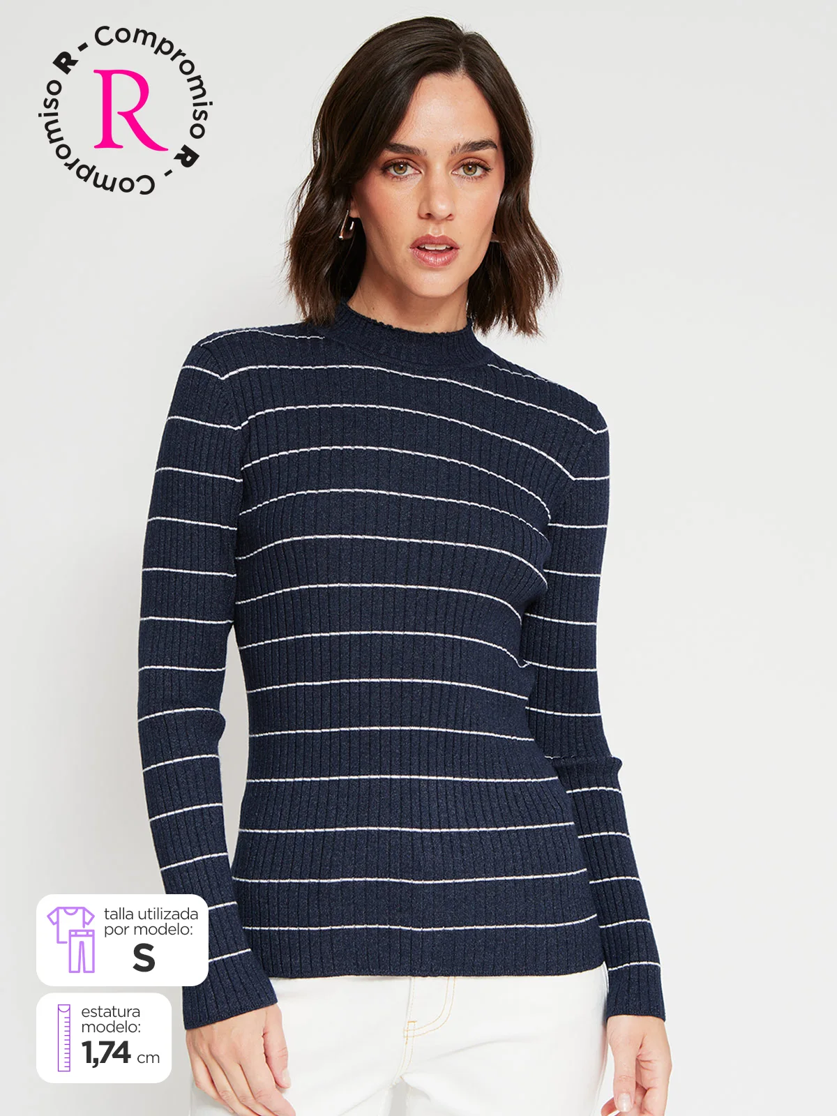 SWEATER MUJER REGATTA CUELLO MOCK MANGA LARGA RAYADO