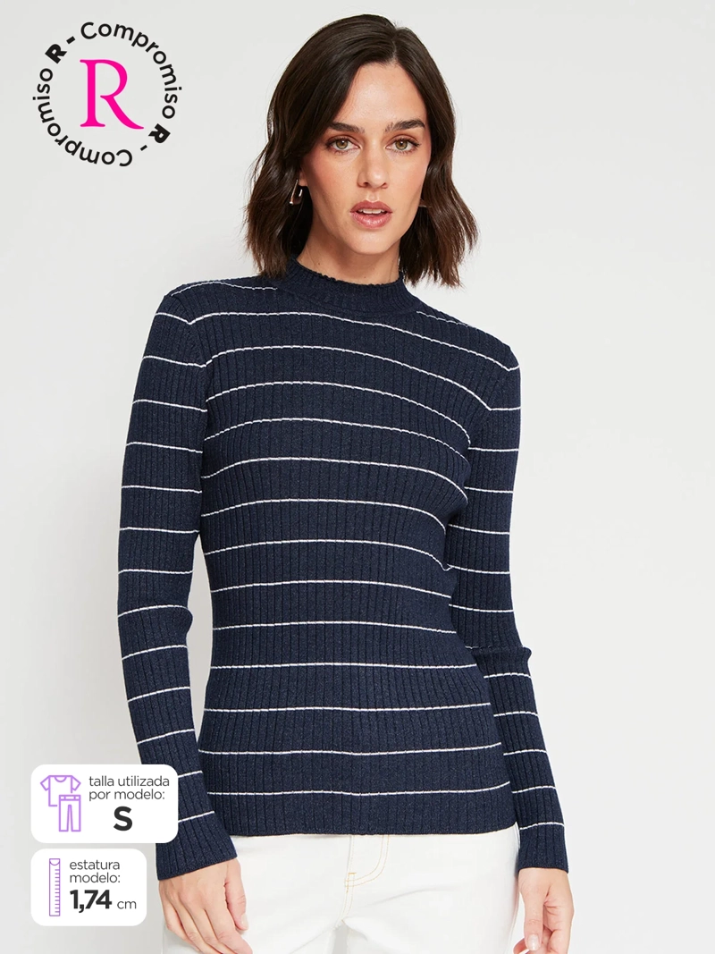 SWEATER MUJER REGATTA CUELLO MOCK MANGA LARGA RAYADO - 1