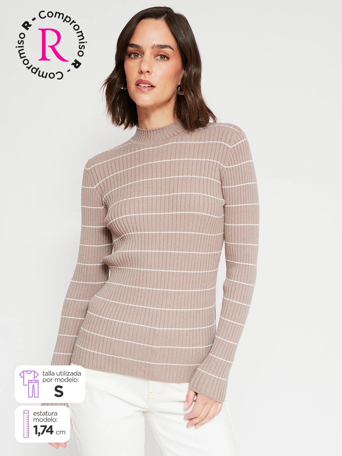 SWEATER MUJER REGATTA CUELLO MOCK MANGA LARGA RAYADO - 1