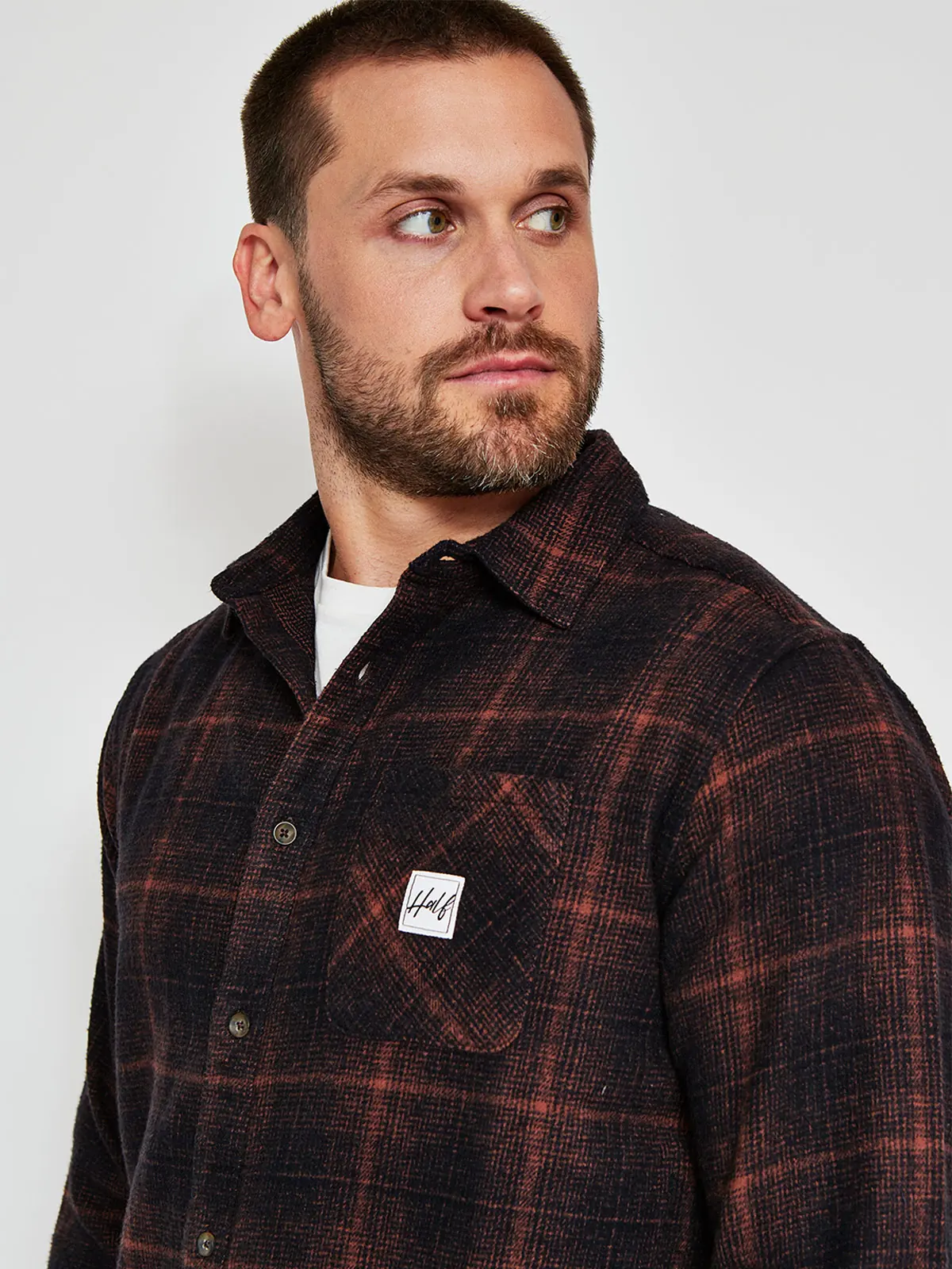 CAMISA HOMBRE HALF ALGODÓN MANGA LARGA FRANELA - 3