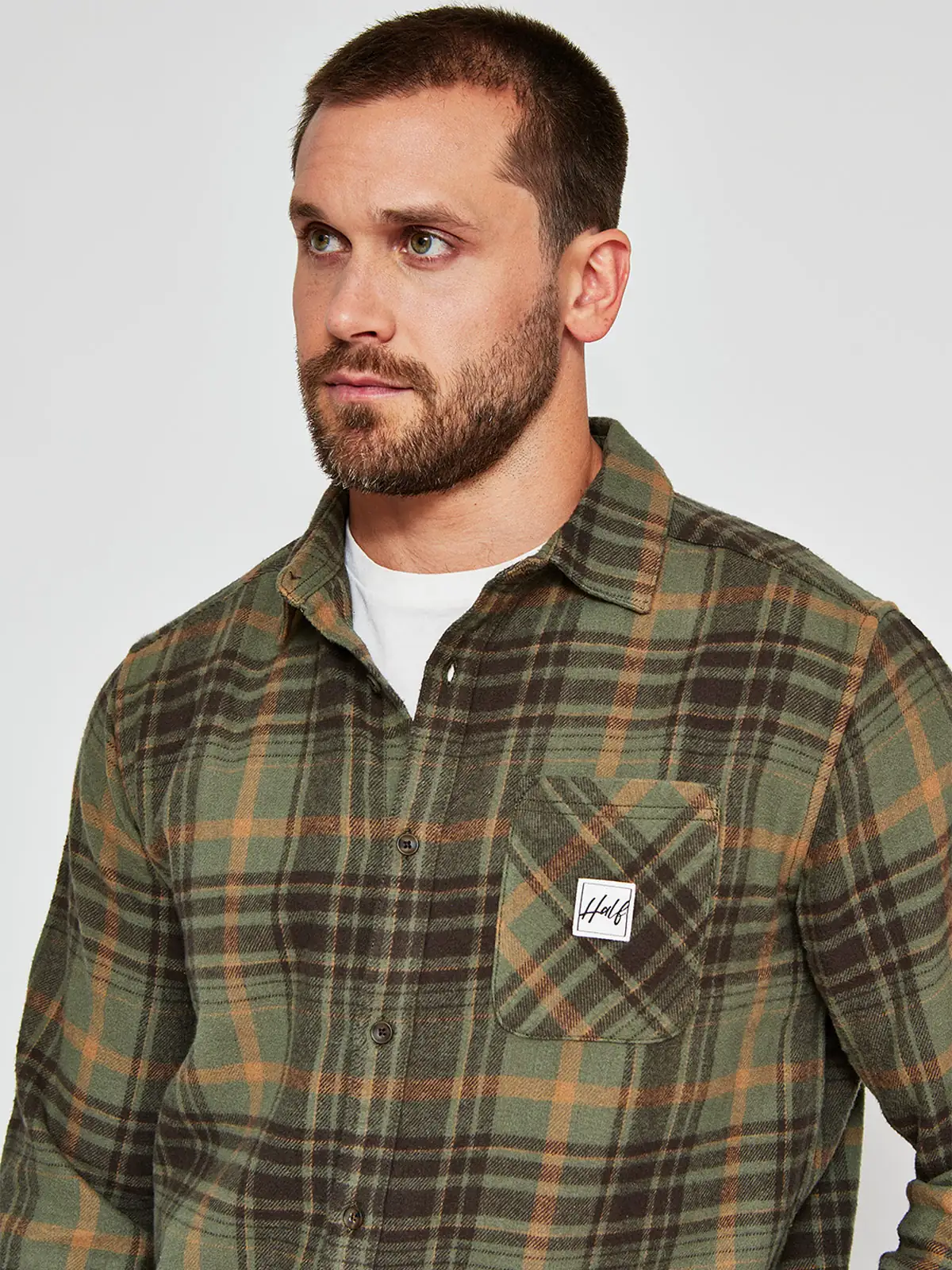 CAMISA HOMBRE HALF ALGODÓN MANGA LARGA FRANELA - 3