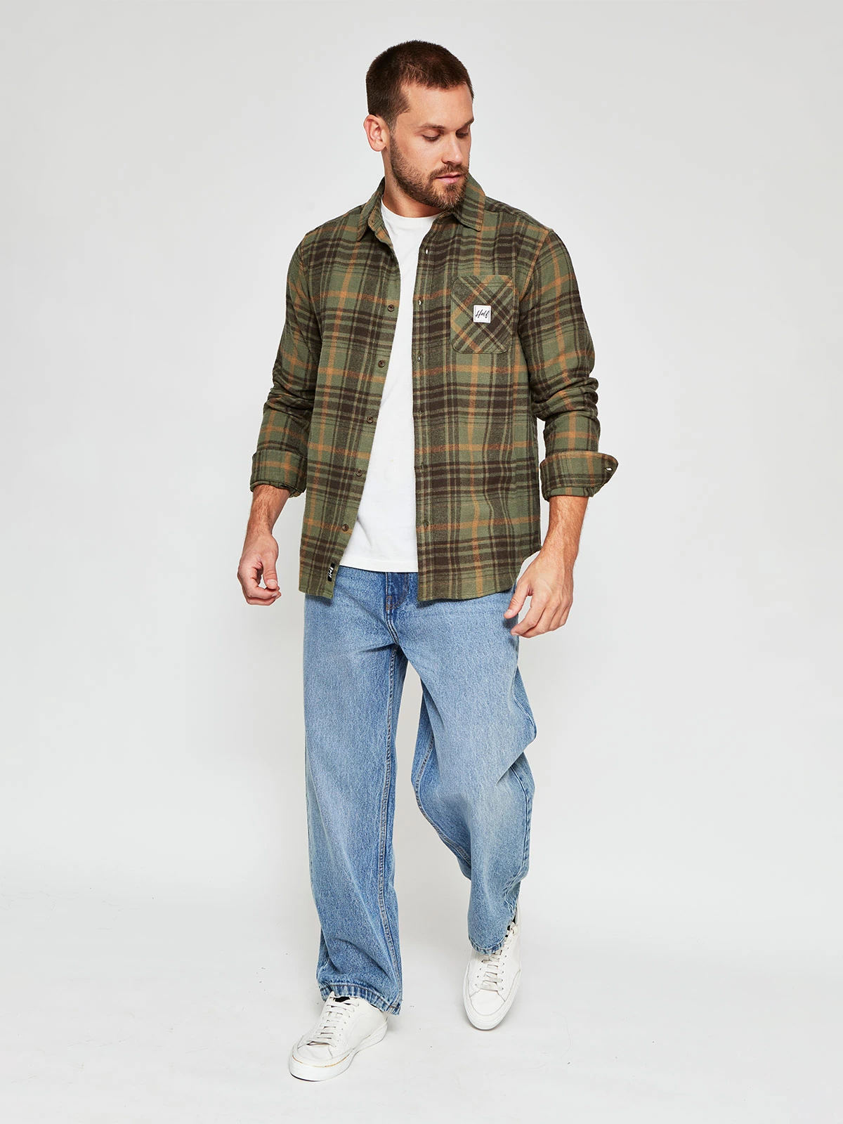 CAMISA HOMBRE HALF ALGODÓN MANGA LARGA FRANELA - 4