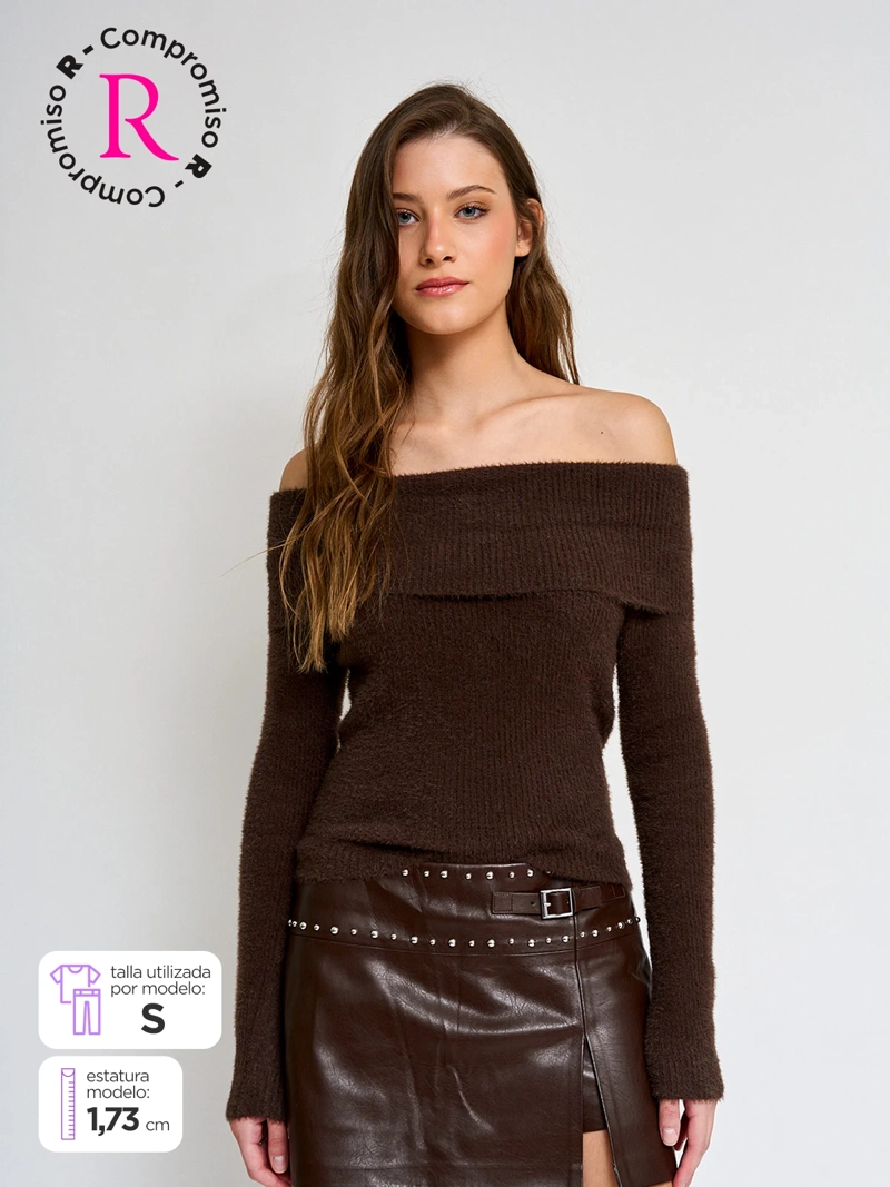 SWEATER MUJER INDEX MANGA LARGA BARDOT - 1