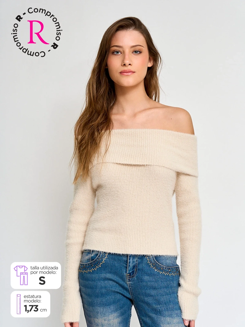SWEATER MUJER INDEX MANGA LARGA BARDOT - 1