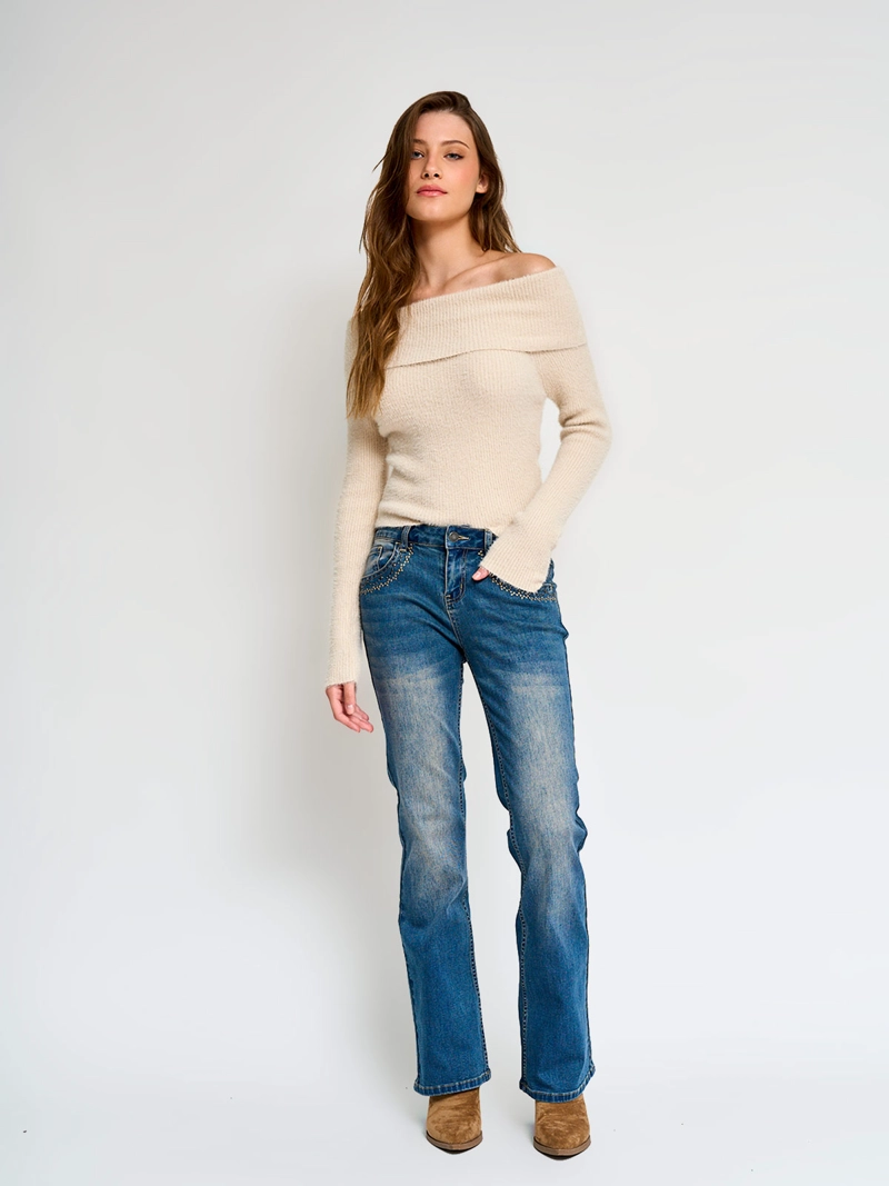 SWEATER MUJER INDEX MANGA LARGA BARDOT - 4