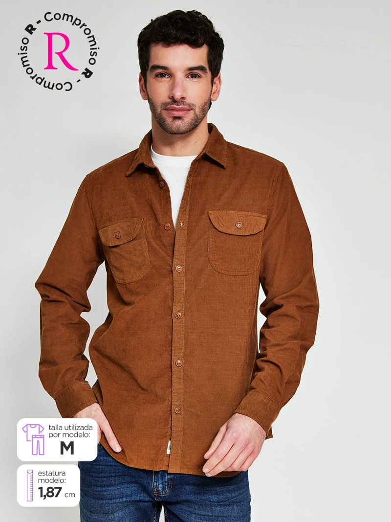 CAMISA HOMBRE REGATTA ALGODÓN MANGA LARGA COTELÉ - 1