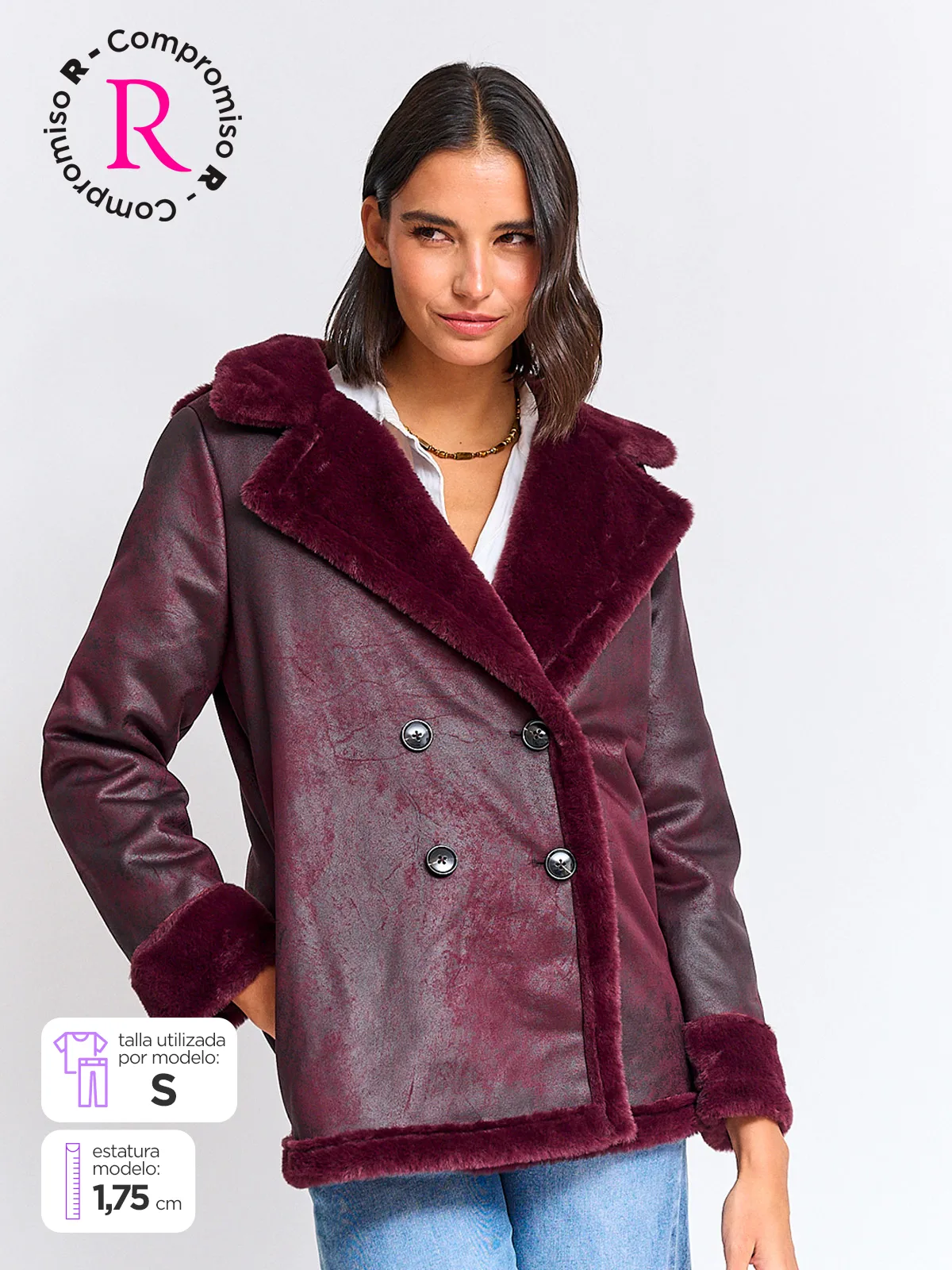 CHAQUETA MUJER TATIENNE LARGA TIPO SUEDE PELUDA - 1