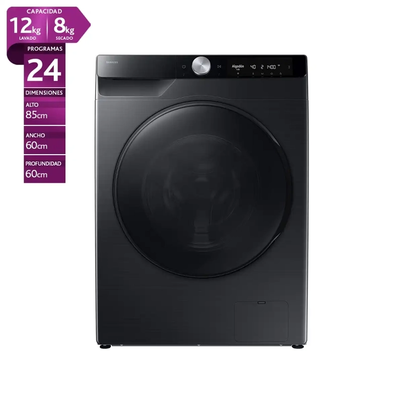 LAVADORA SECADORA SAMSUNG WD12FG6B34BBZS 12KG 8KG NEGRO - 1