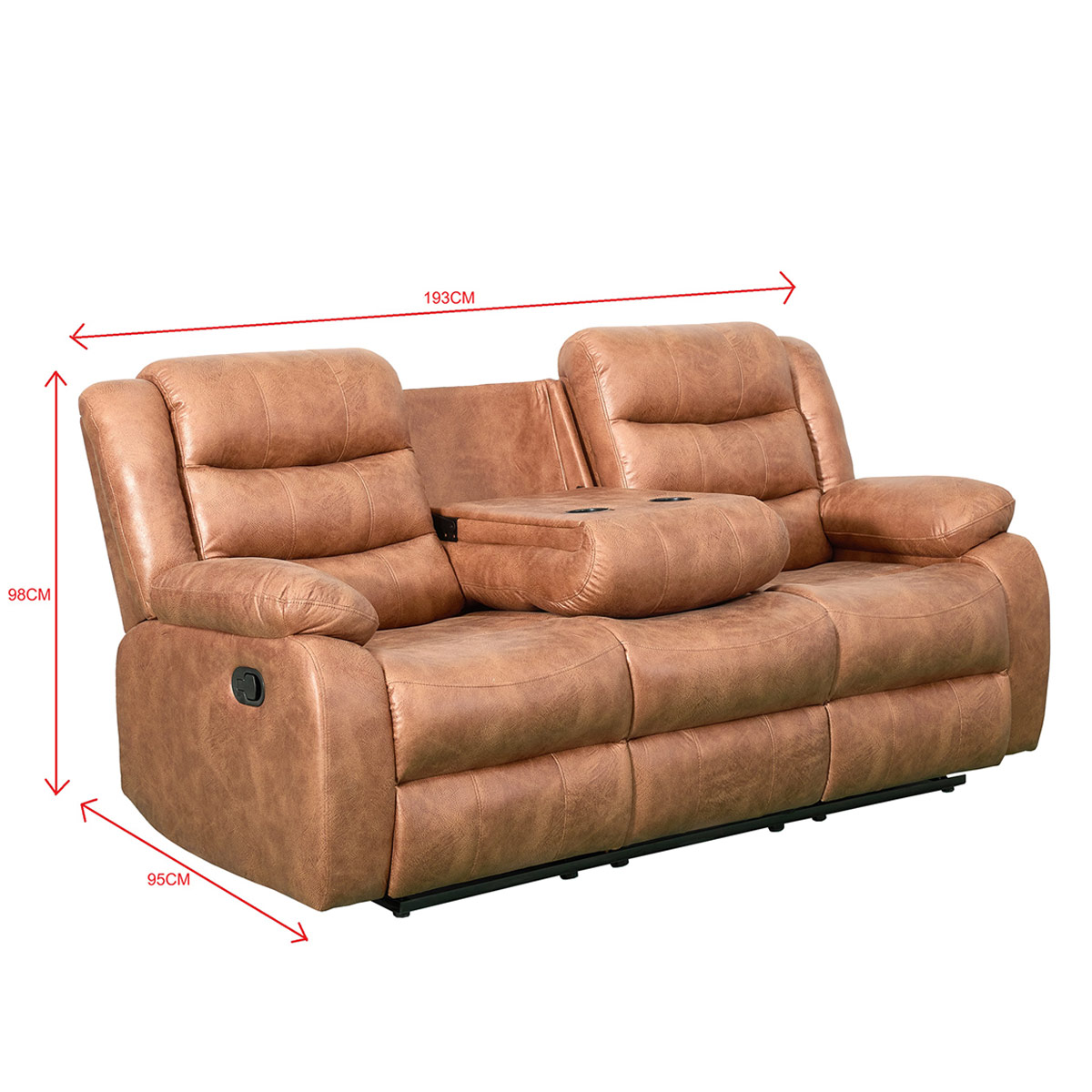 SOFÁ RECLINABLE RIPLEY HOME NEW BELFAST 3 CUERPOS CAFÉ - 6