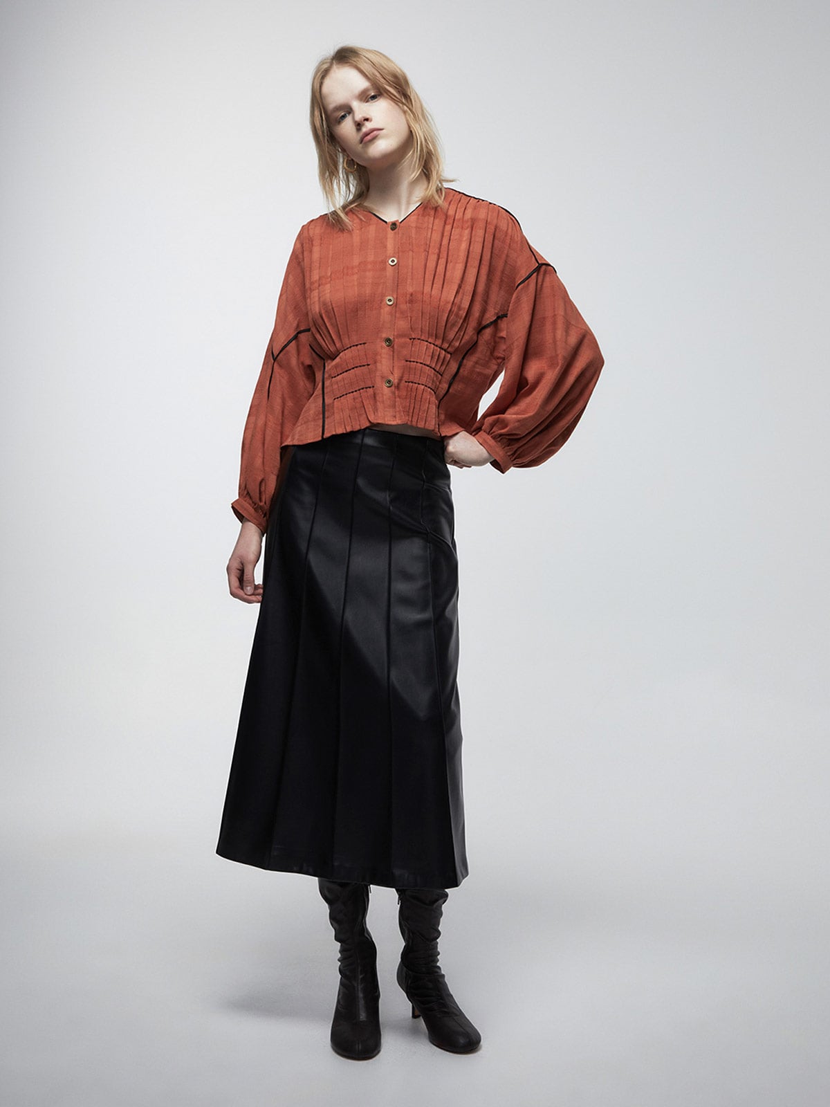 BLUSA MUJER SFERA MANGA LARGA JACQUARD - 1