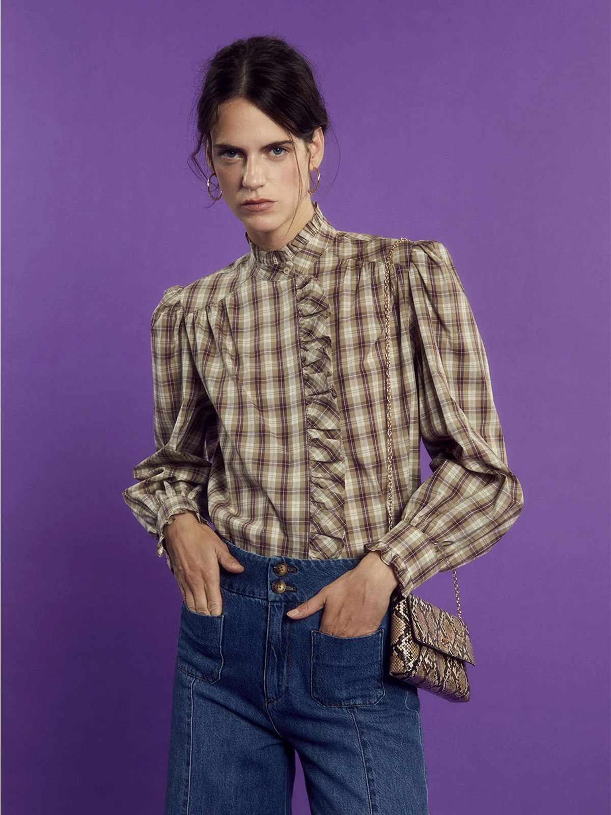 BLUSA MUJER SFERA ALGODÓN CUADROS - 1