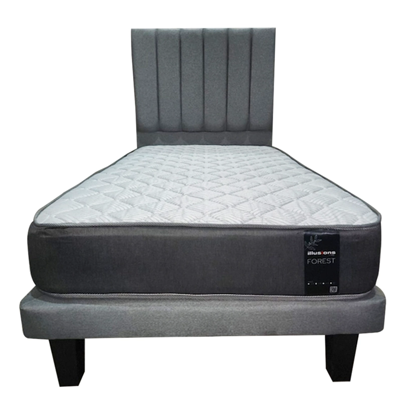 CAMA EUROPEA ILLUSIONS FOREST 1.5 PLAZAS + RESPALDO GRIS - 1