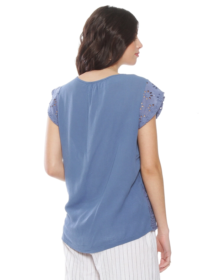 BLUSA MUJER WADOS ESCOTE REDONDO MANGA CORTA BRODERIE - 5