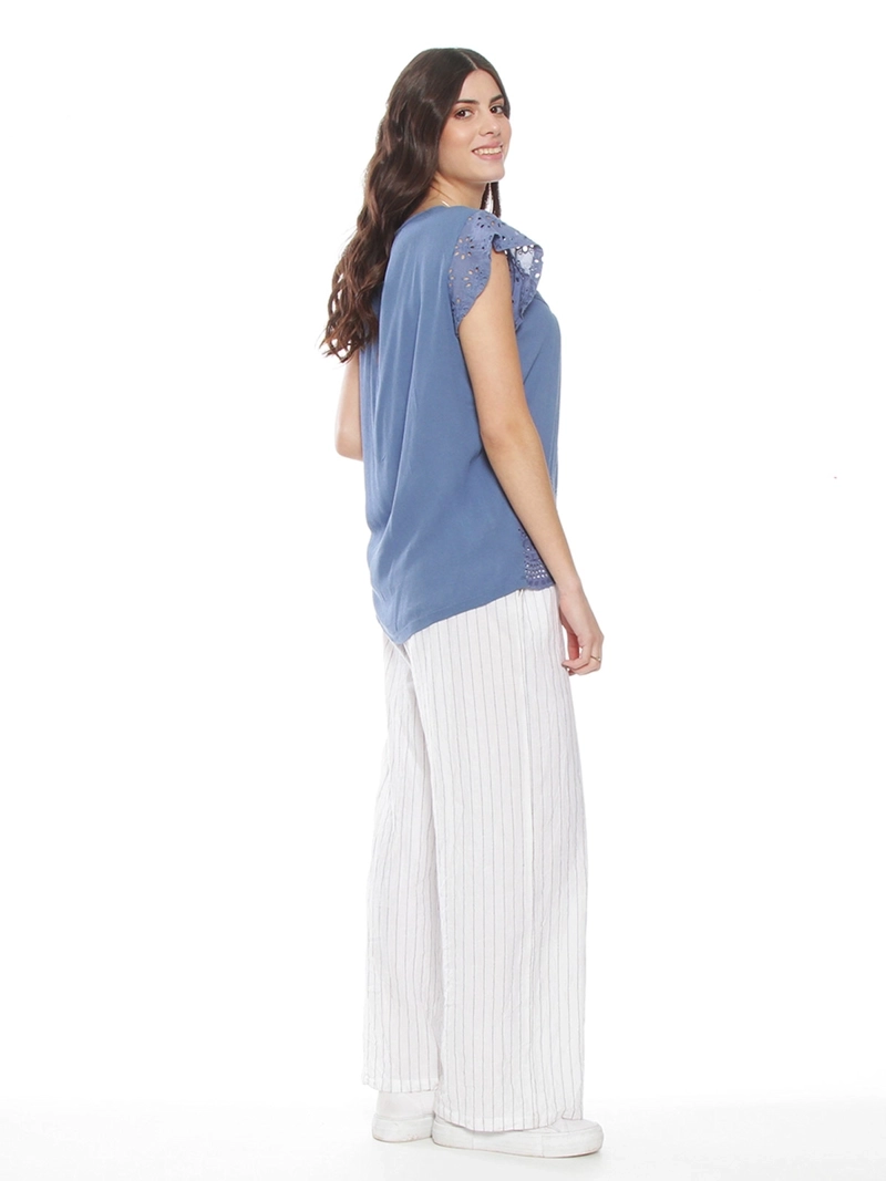 BLUSA MUJER WADOS ESCOTE REDONDO MANGA CORTA BRODERIE - 4