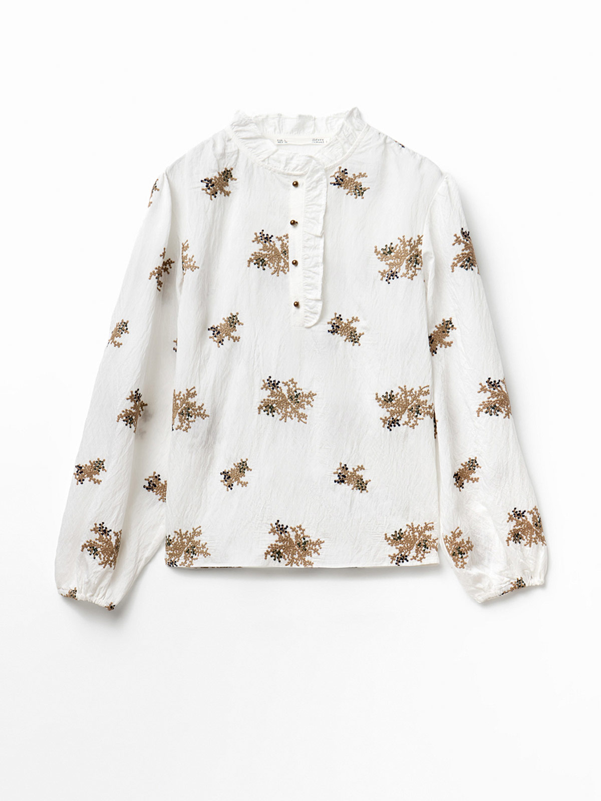 BLUSA MUJER SFERA MANGA LARGA FLORES BORDADAS - 5