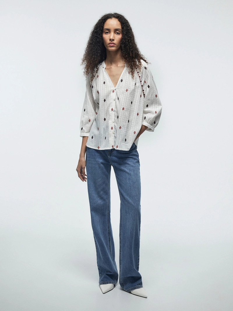 BLUSA MUJER SFERA ALGODÓN MANGA LARGA - 1