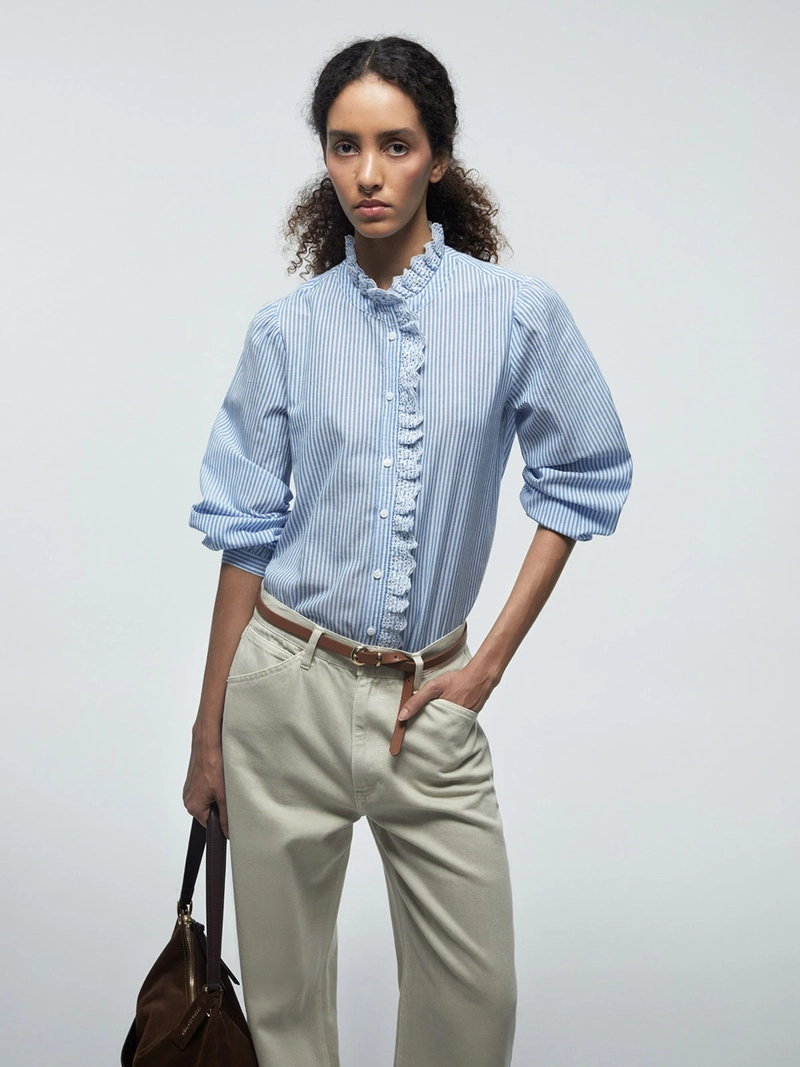 BLUSA MUJER SFERA ALGODÓN MANGA LARGA ROMÁNTICA - 2