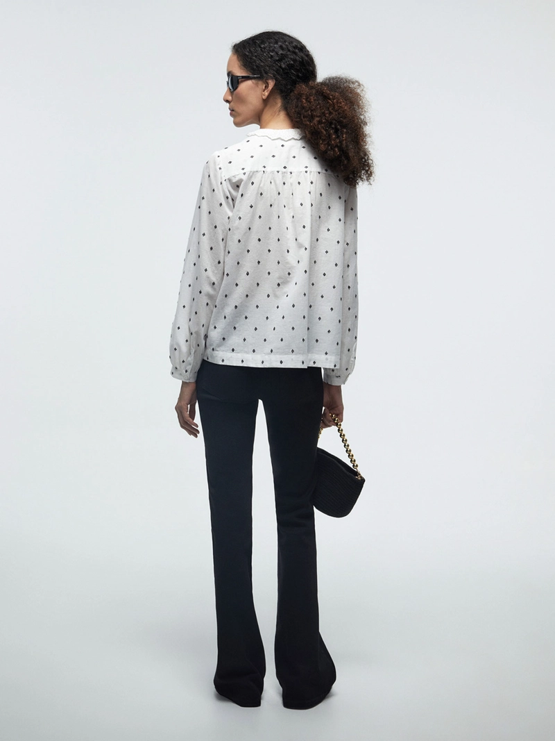 BLUSA MUJER SFERA ALGODÓN MANGA LARGA ROMÁNTICA - 3