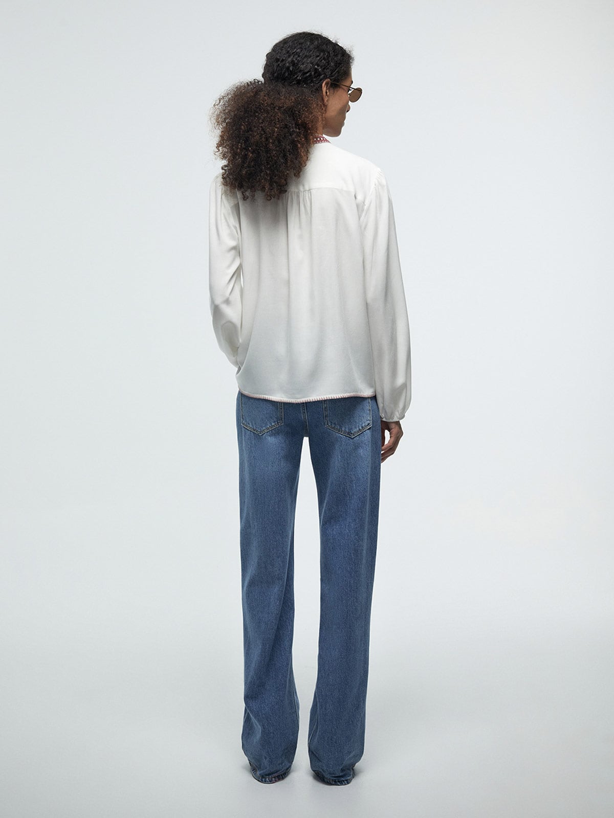 BLUSA MUJER SFERA MANGA LARGA BORDADO - 3