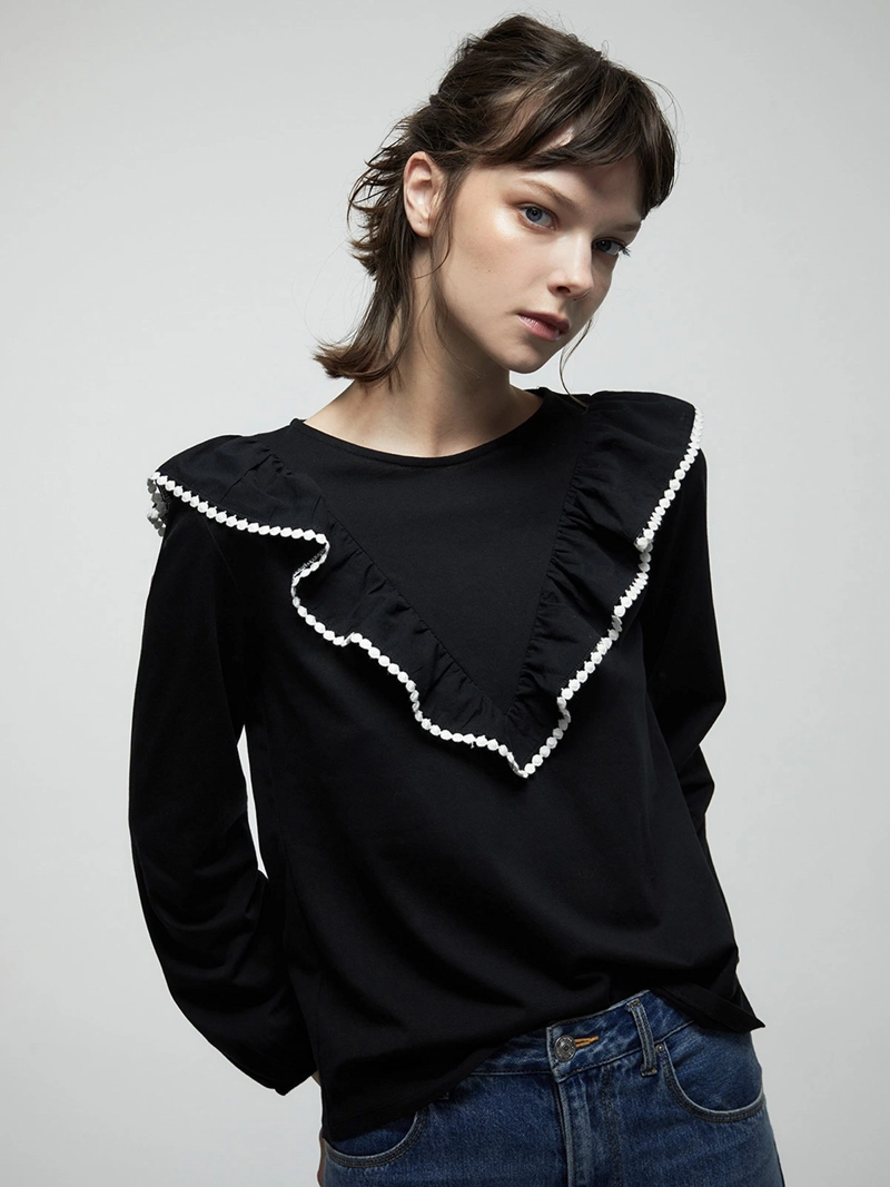 POLERA MUJER SFERA ALGODÓN MANGA LARGA BOLITAS - 2