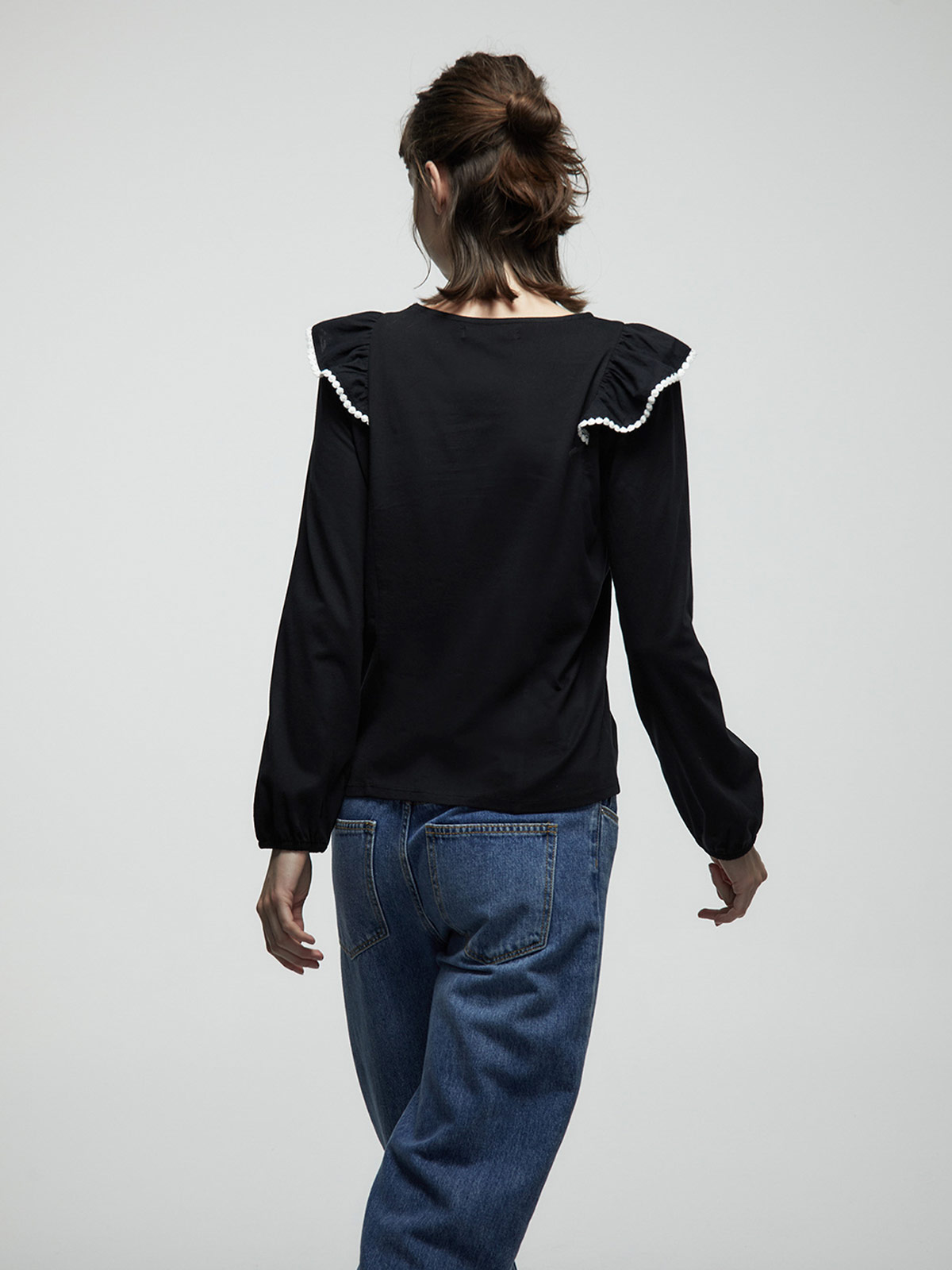 POLERA MUJER SFERA ALGODÓN MANGA LARGA BOLITAS - 3