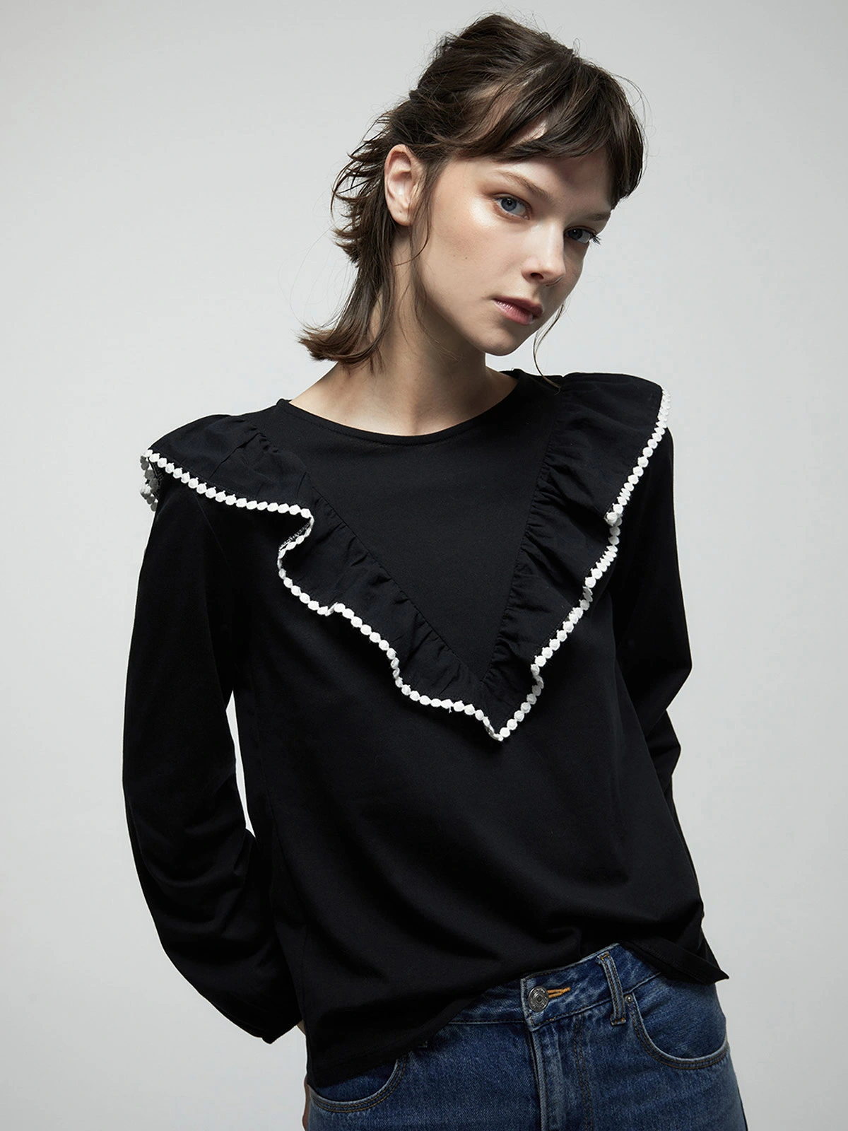 POLERA MUJER SFERA ALGODÓN MANGA LARGA BOLITAS - 2