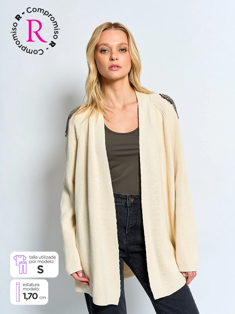 CARDIGAN MUJER BARBADOS ALGODÓN APLICACIONES - 1