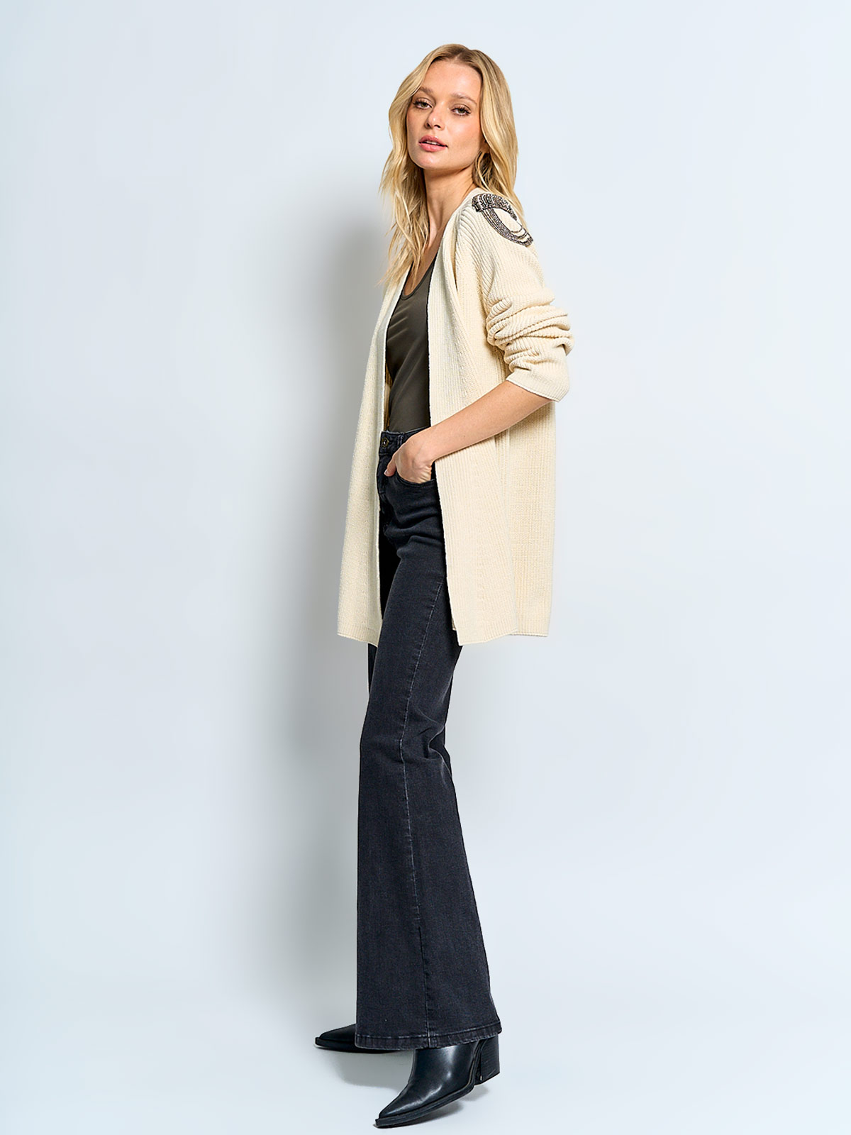 CARDIGAN MUJER BARBADOS ALGODÓN APLICACIONES - 4