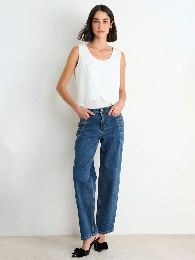 BLUSA MUJER ASH SIN MANGAS DOBLE CAPA - 1