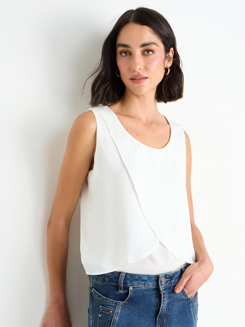 BLUSA MUJER ASH SIN MANGAS DOBLE CAPA - 3
