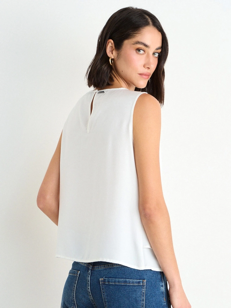 BLUSA MUJER ASH SIN MANGAS DOBLE CAPA - 4