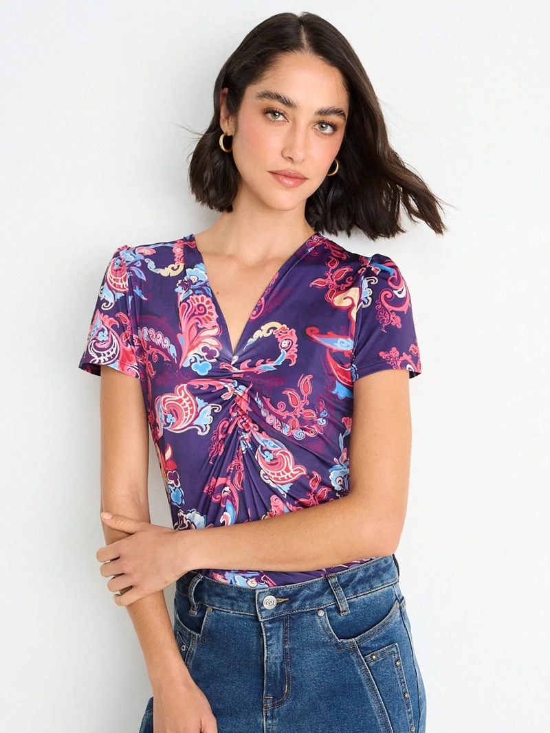 POLERA MUJER ASH MANGA CORTA AJUSTADA RECOGIDO - 3