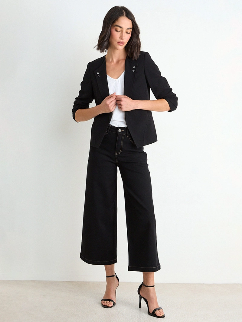 BLAZER MUJER ASH LISO SOLAPA SIN CUELLO - 1