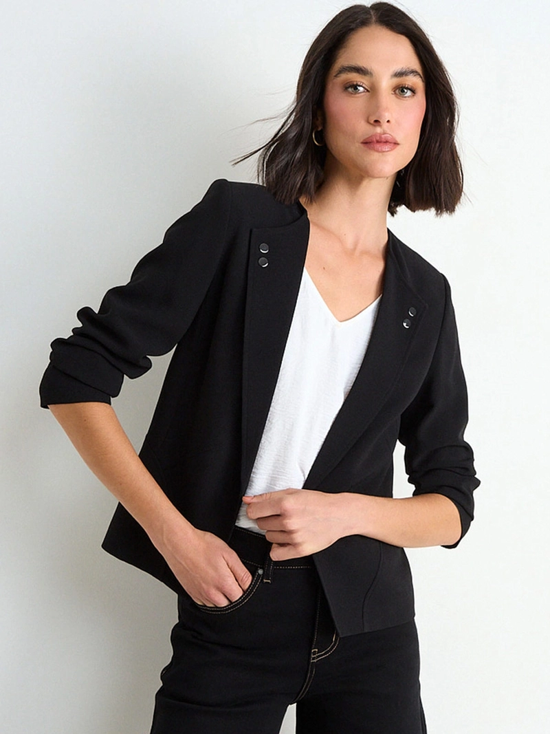 BLAZER MUJER ASH LISO SOLAPA SIN CUELLO - 3