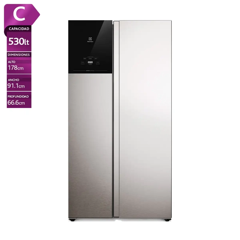 REFRIGERADOR SIDE BY SIDE ELECTROLUX ES50S 530 L NO FROST PLATA