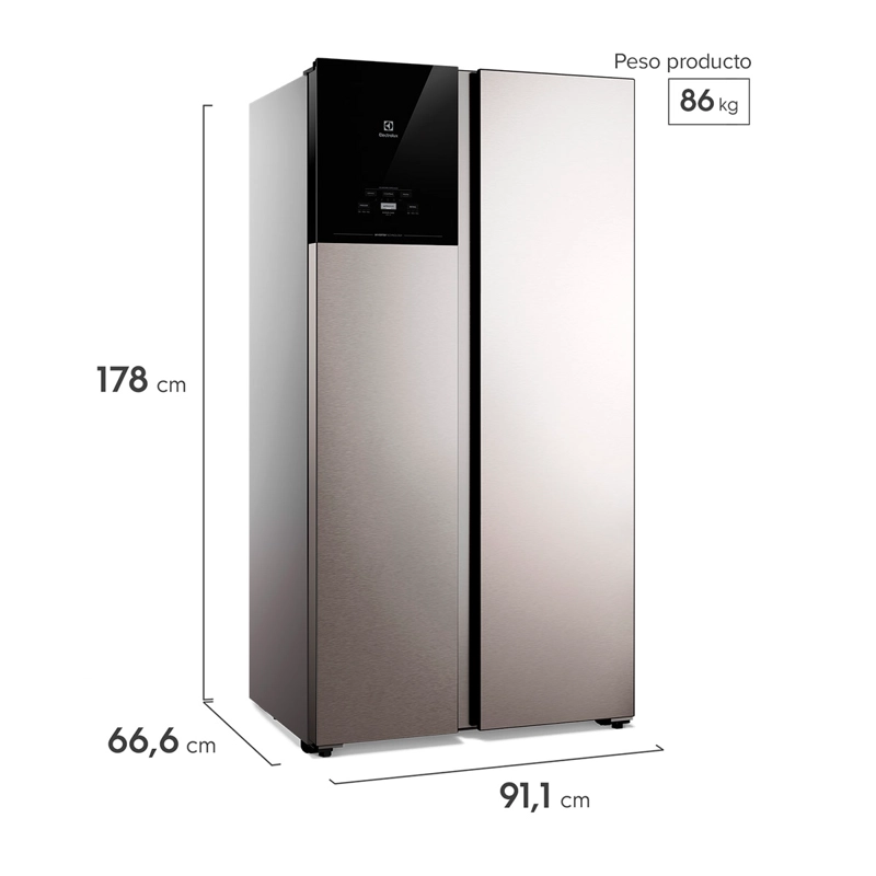 REFRIGERADOR SIDE BY SIDE ELECTROLUX ES50S 530 L NO FROST PLATA - 3