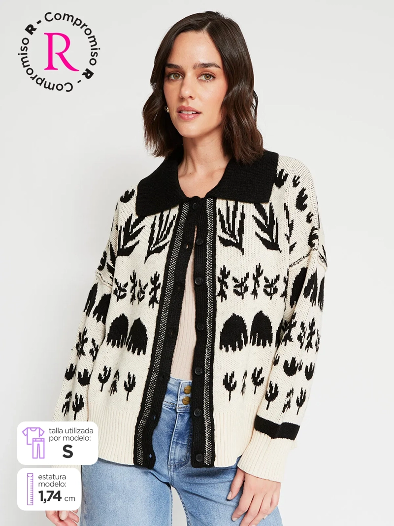 CARDIGAN MUJER TATIENNE ALGODÓN CUELLO CAMISERO - 1