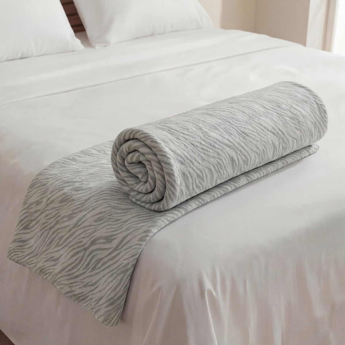 MANTA RIPLEY HOME ESTAMPADO ANIMAL PRINT ZEBRA 130X160 CM GRIS - 2