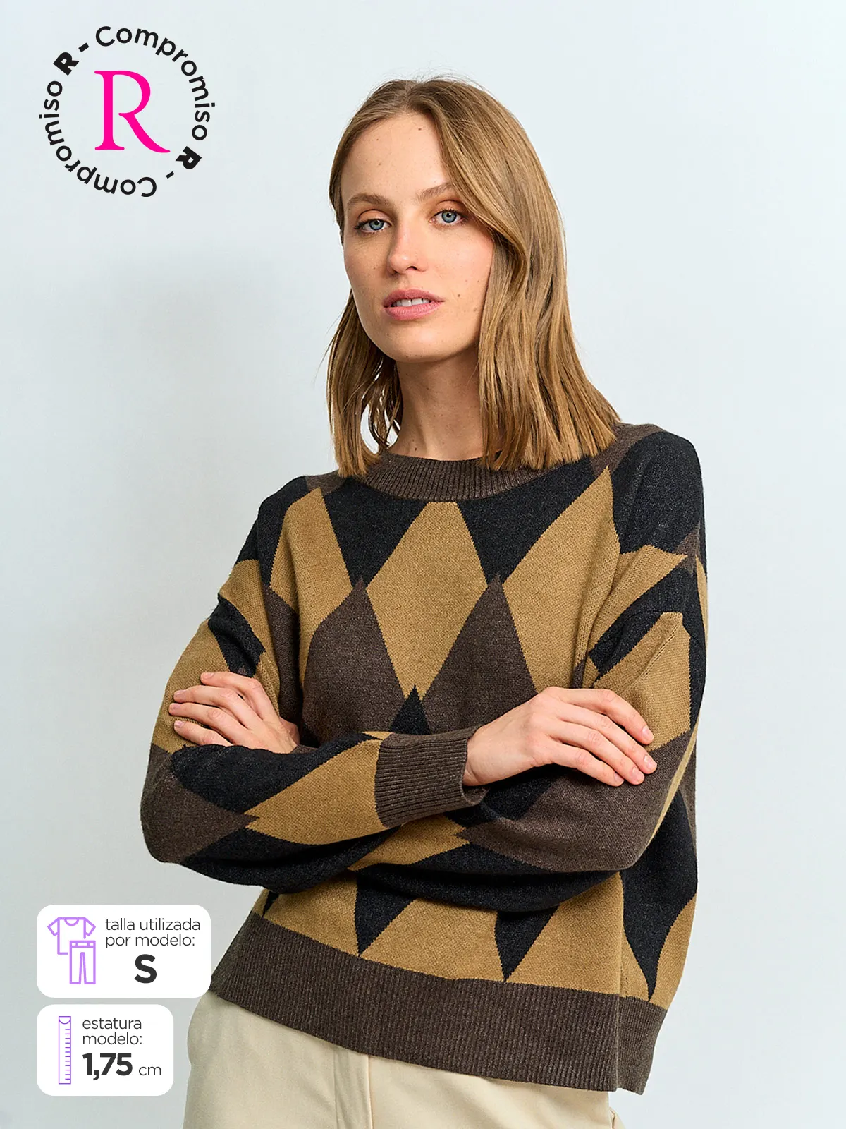 SWEATER MUJER REGATTA MANGA LARGA ROMBOS - 1