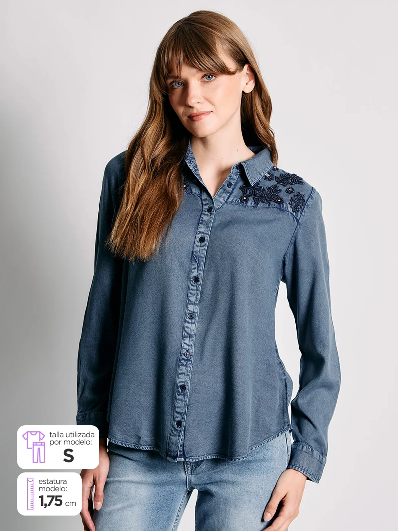 BLUSA MUJER TATIENNE MANGA LARGA MOSTACILLAS - 1