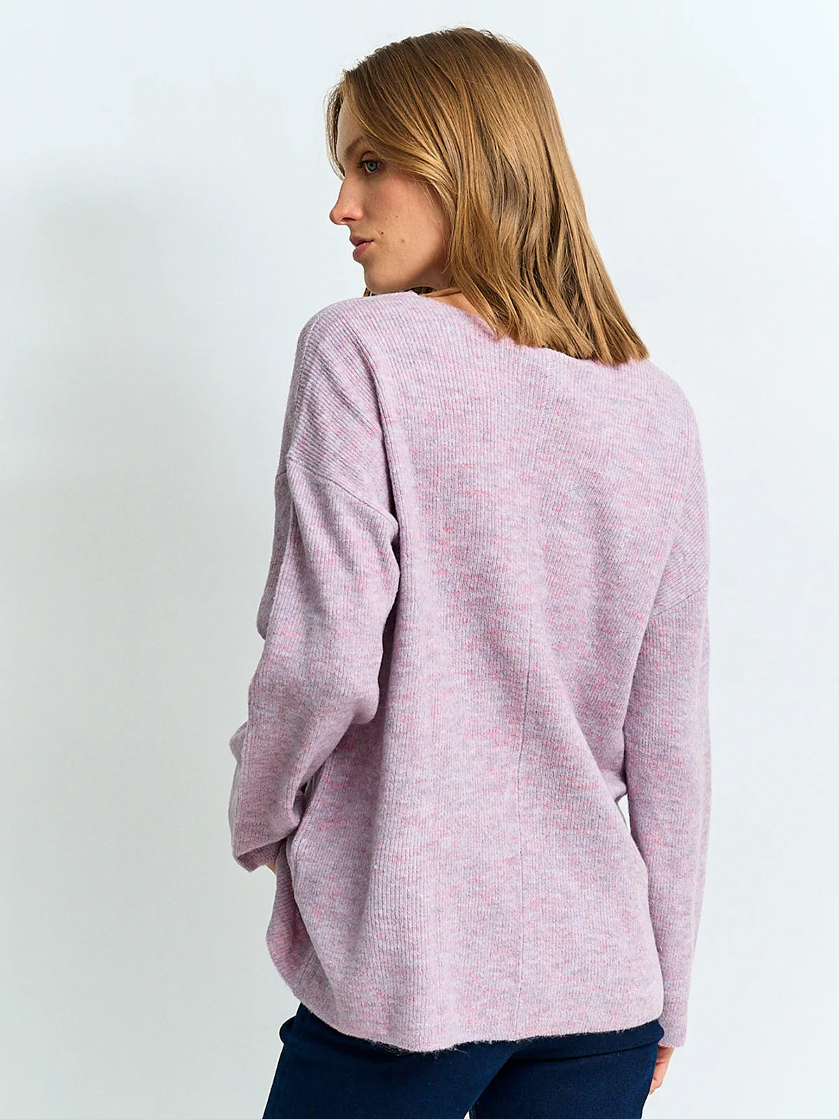 SWEATER MUJER AZIZ CUELLO EN V LISO - 2