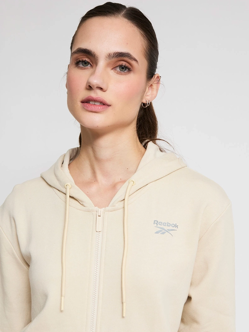 POLERÓN MUJER REEBOK FZ SMALL LOGO ALGODÓN BEIGE - 3