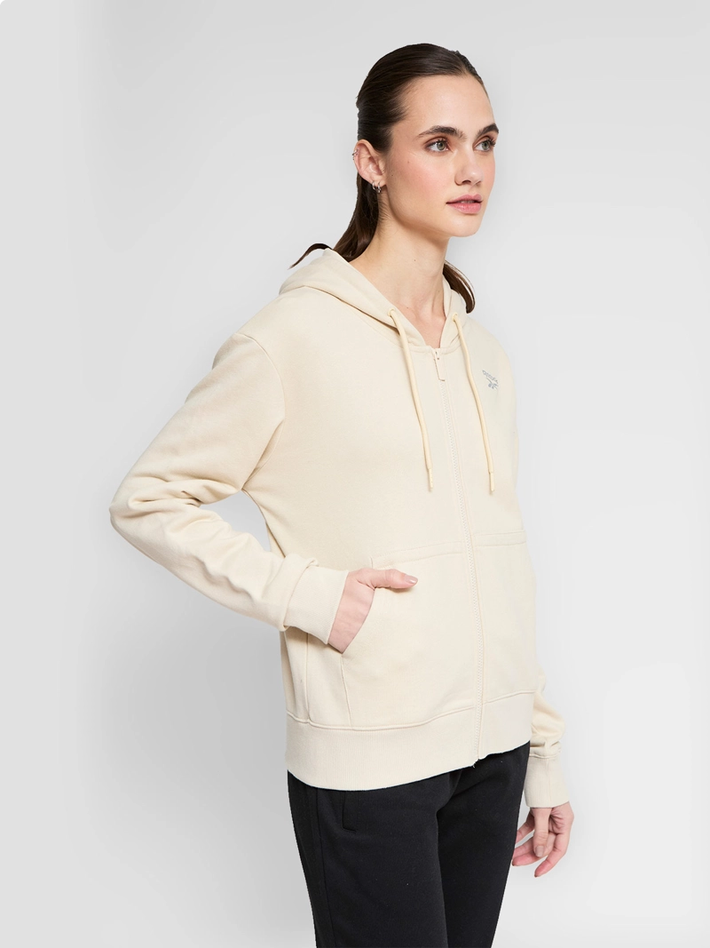 POLERÓN MUJER REEBOK FZ SMALL LOGO ALGODÓN BEIGE - 1