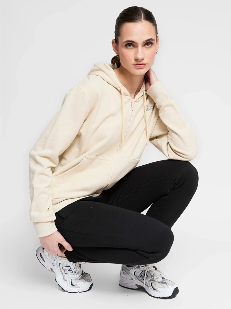 POLERÓN MUJER REEBOK FZ SMALL LOGO ALGODÓN BEIGE - 4