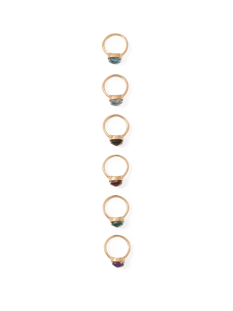 SET X6 ANILLOS MUJER SFERA COLORES