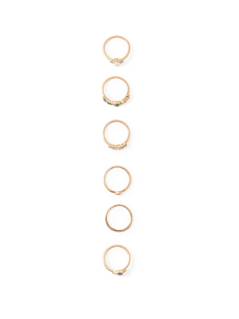 SET X6 ANILLOS MUJER SFERA BRILLOS