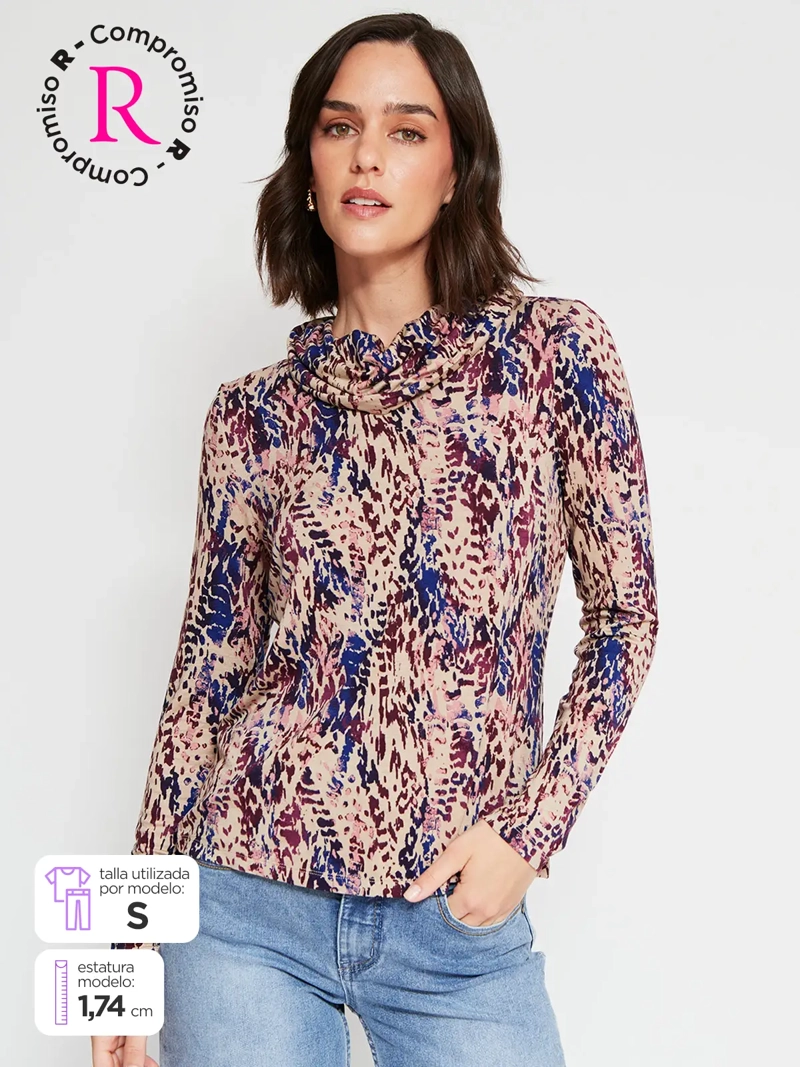 POLERA MUJER TATIENNE BEATLE MANGA LARGA ESTAMPADA