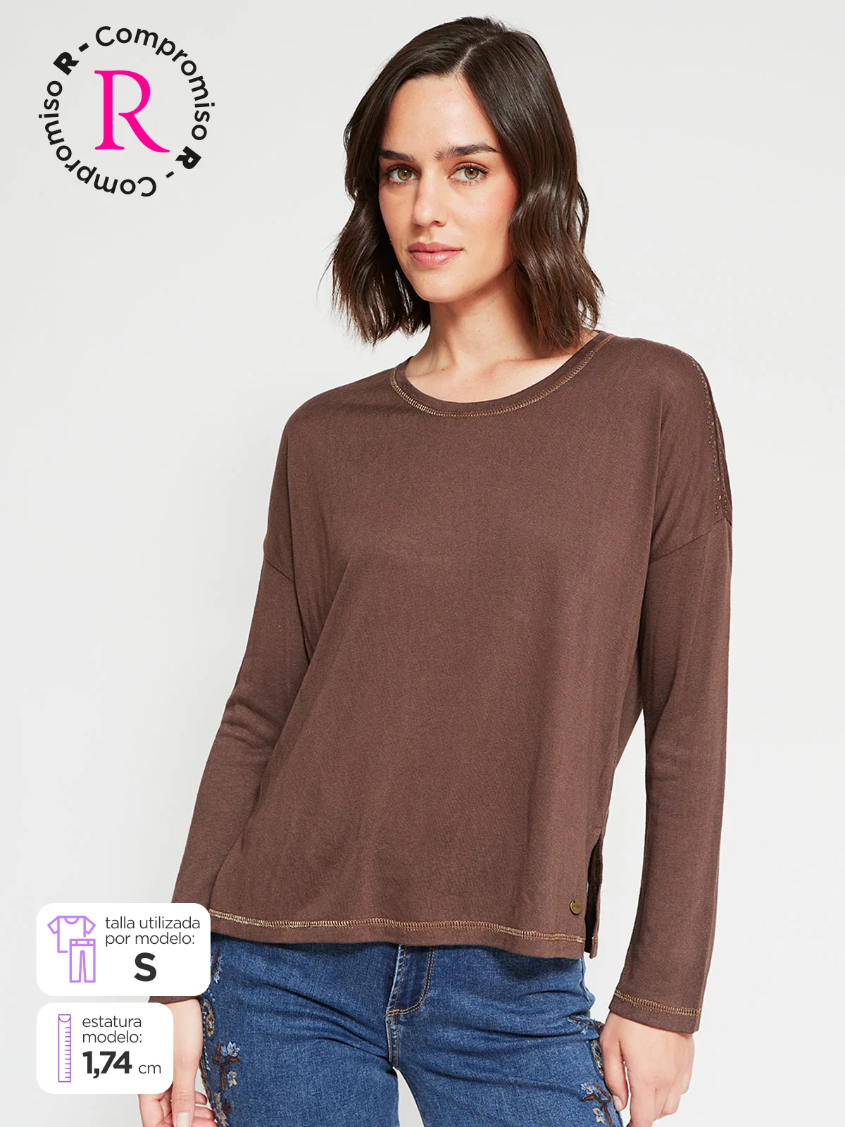 POLERA MUJER TATIENNE MANGA LARGA BRILLO - 1