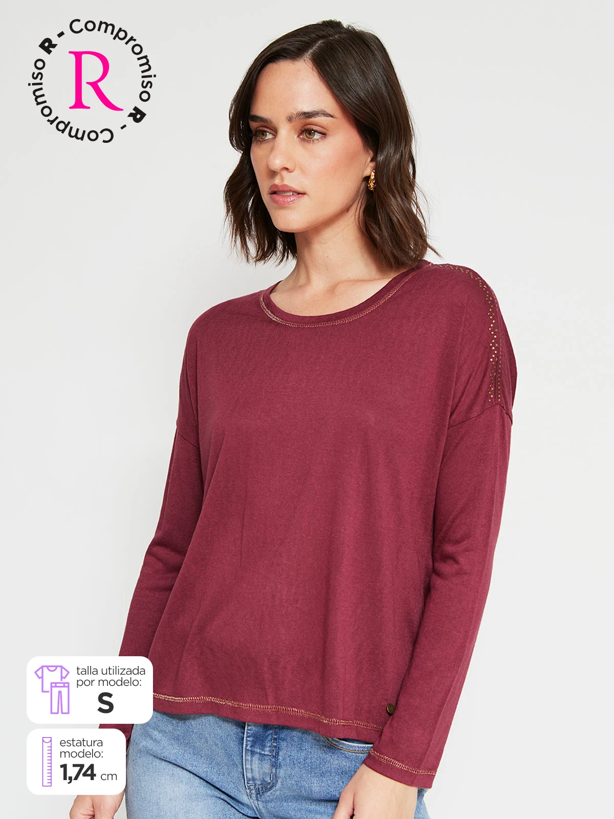 POLERA MUJER TATIENNE MANGA LARGA BRILLO - 1